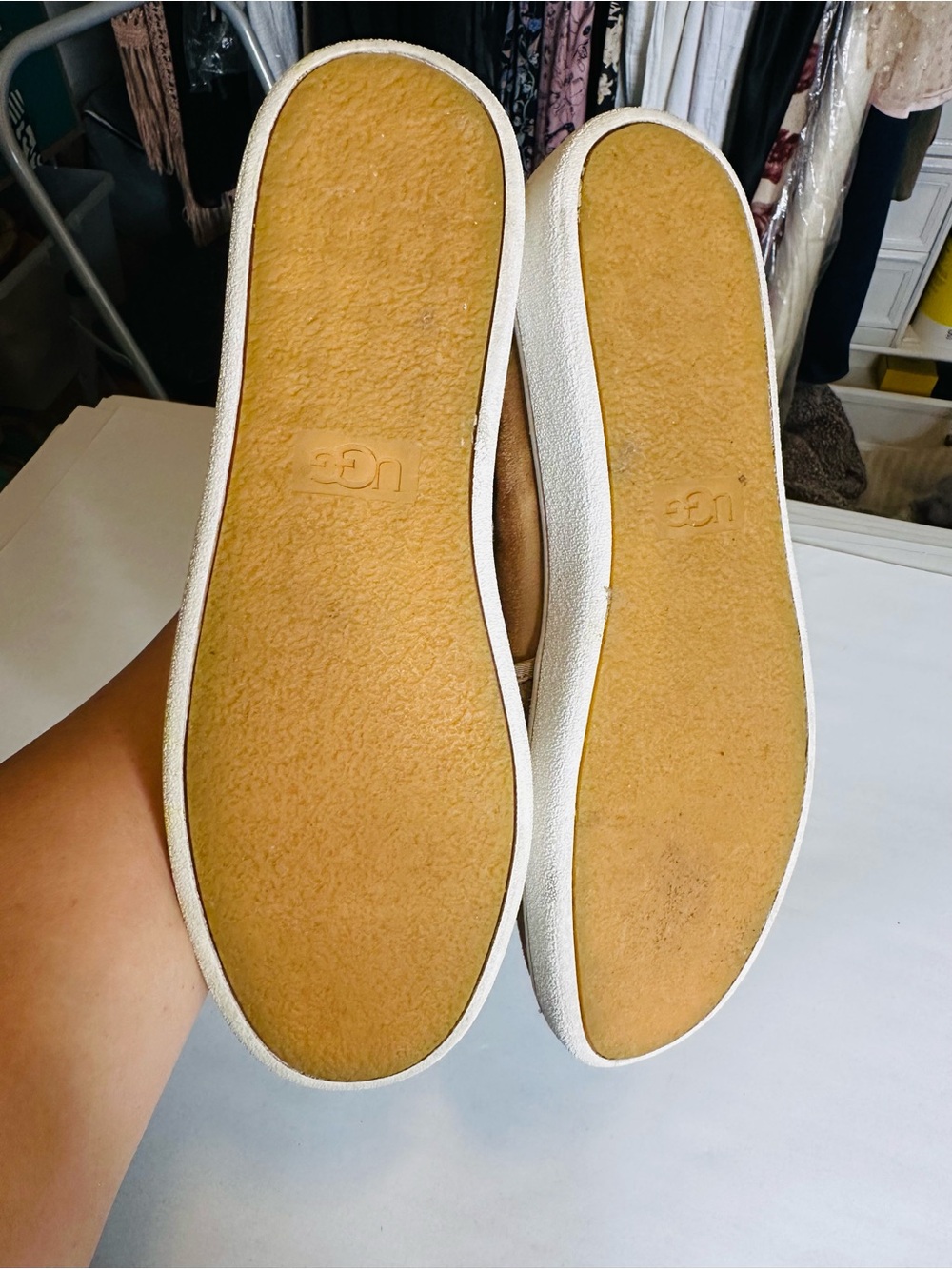 UGG Tan Suede Slip-On Sneakers Women’s Size 12 - Picture 6 of 7